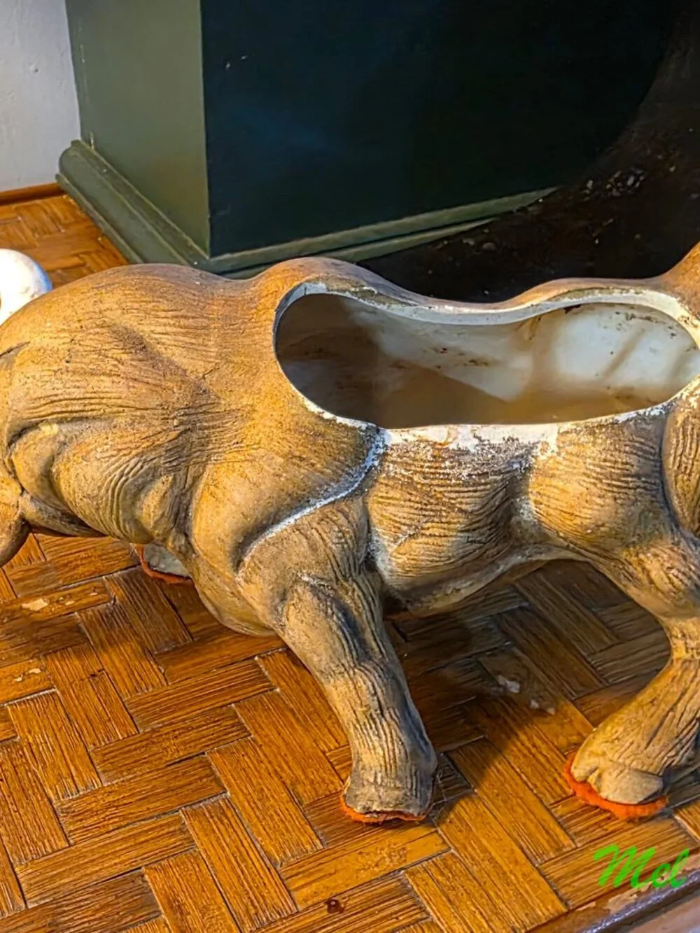 Vintage MCM Bull Figurine Japan Matte Glaze Glossy Horns Napcoware